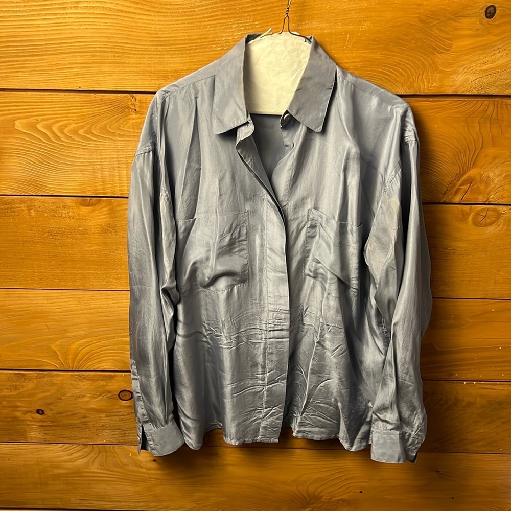 Lauren Blake‎ Womens Silk Blouse top shirt button down Lg event business casual